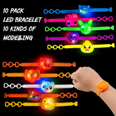 30 Pack LED Light Up Silicone Rings and Bracelet Party Favors for Kids 3-12, Prizes Box Toys for Birthday, Classroom Rewards, Glow Party Supplies