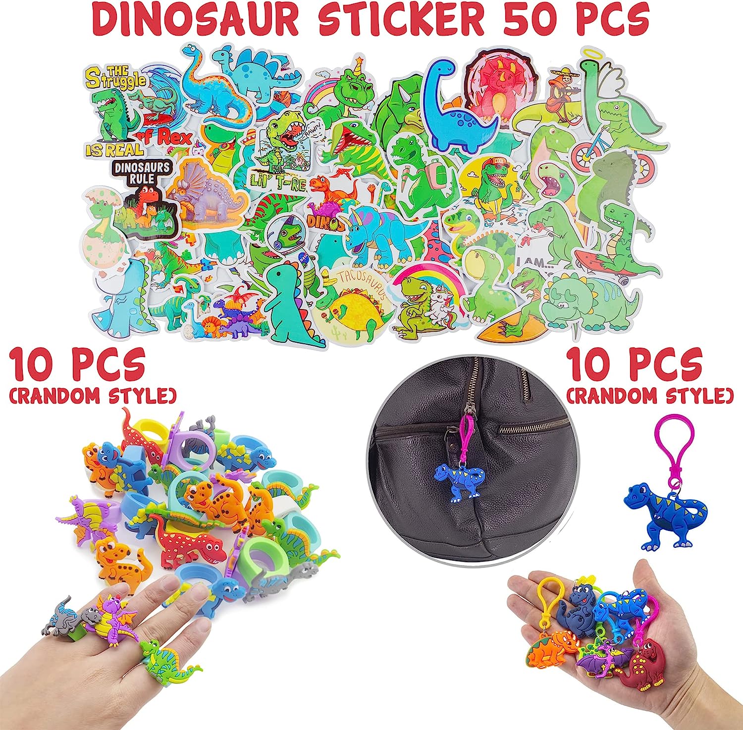 Dinosaur Party Favors, Party Favor Bags, Kids Dinosaur Birthday Party  Supplies, Pop Toy, Slap Bracelets, Rings, Tattoos Stickers for Dinosaur  Pinata