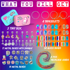 Charm Bracelet Making Kit for Girls, Unicorn/Mermaid Jewelry Making Beads, DIY Craft Gifts for Girls Age 4-8-12